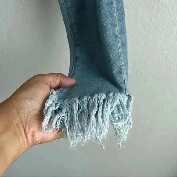 Frame Denim Le High Fray Women's Boho Denim Washed Blue Skinny Jeans Size 26 - Picture 9 of 9